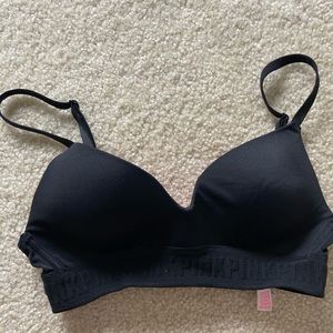 PINK black lightly lined wireless bra